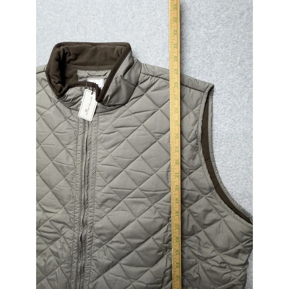 Peter Millar Vest Mens 2XLT Brown Quilted Full Zip Fleece Lined MF13Z13DX
